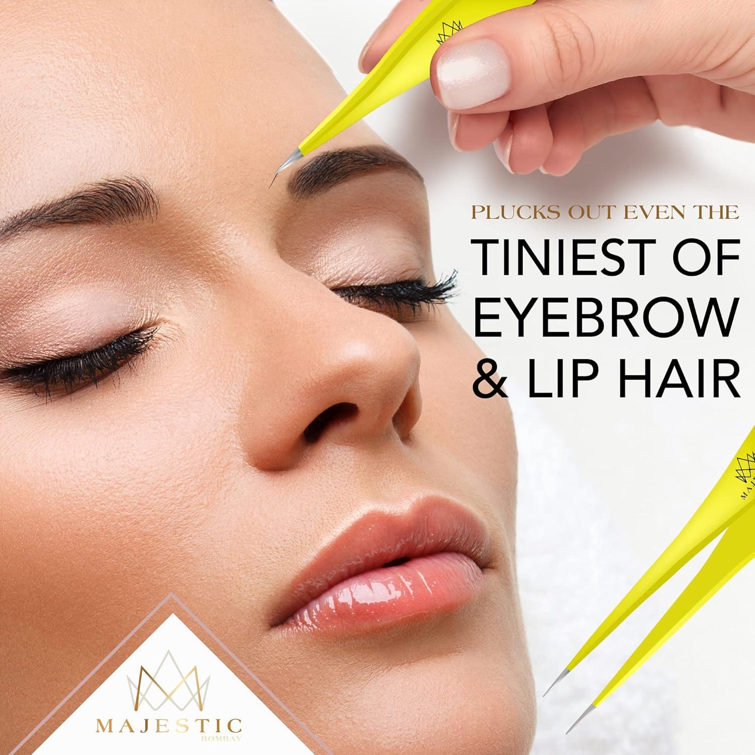 Pinzas de Punta Fina Majestic Bombay - Precisión para Cejas y Vello
