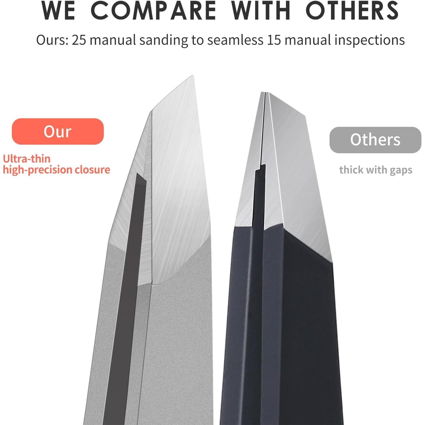 Pinzas de cejas ZERNBER en ángulo, acero inoxidable, 19.94g