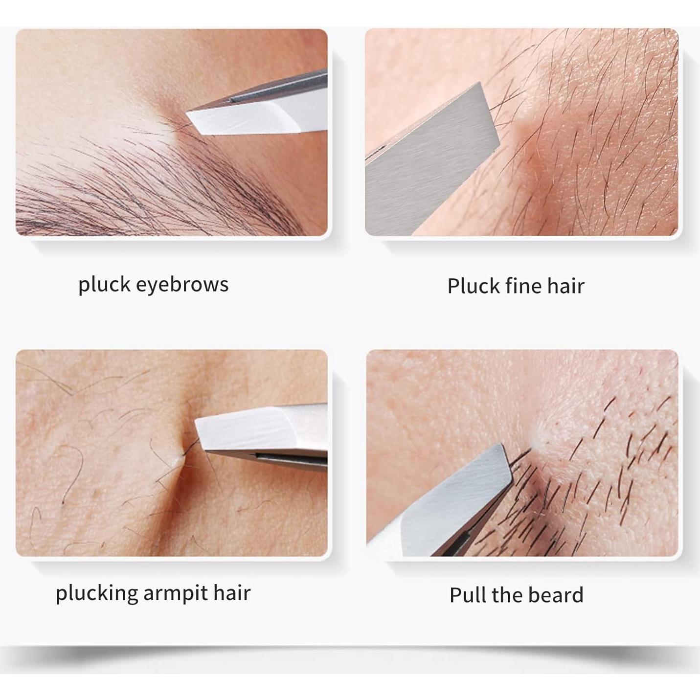 Pinzas de cejas ZERNBER en ángulo, acero inoxidable, 19.94g