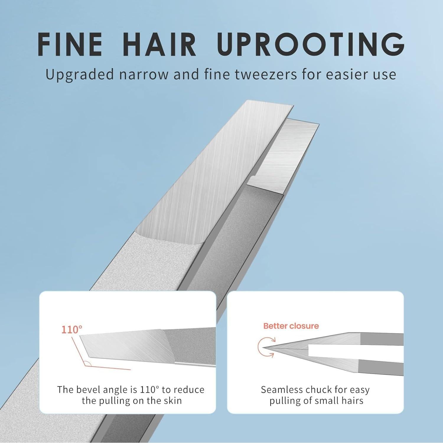 Pinzas de cejas ZERNBER en ángulo, acero inoxidable, 19.94g