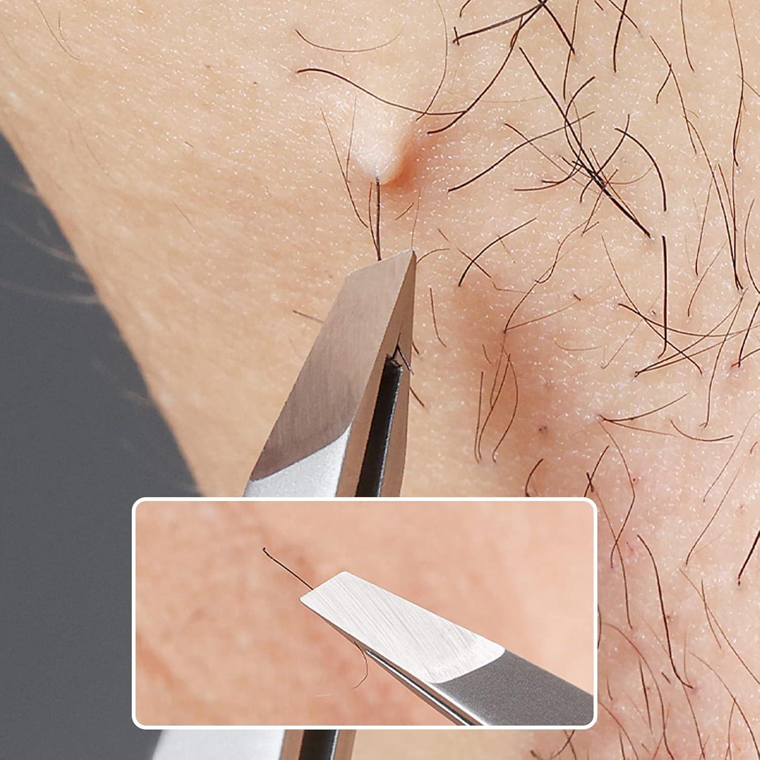 Pinzas de cejas ZERNBER en ángulo, acero inoxidable, 19.94g