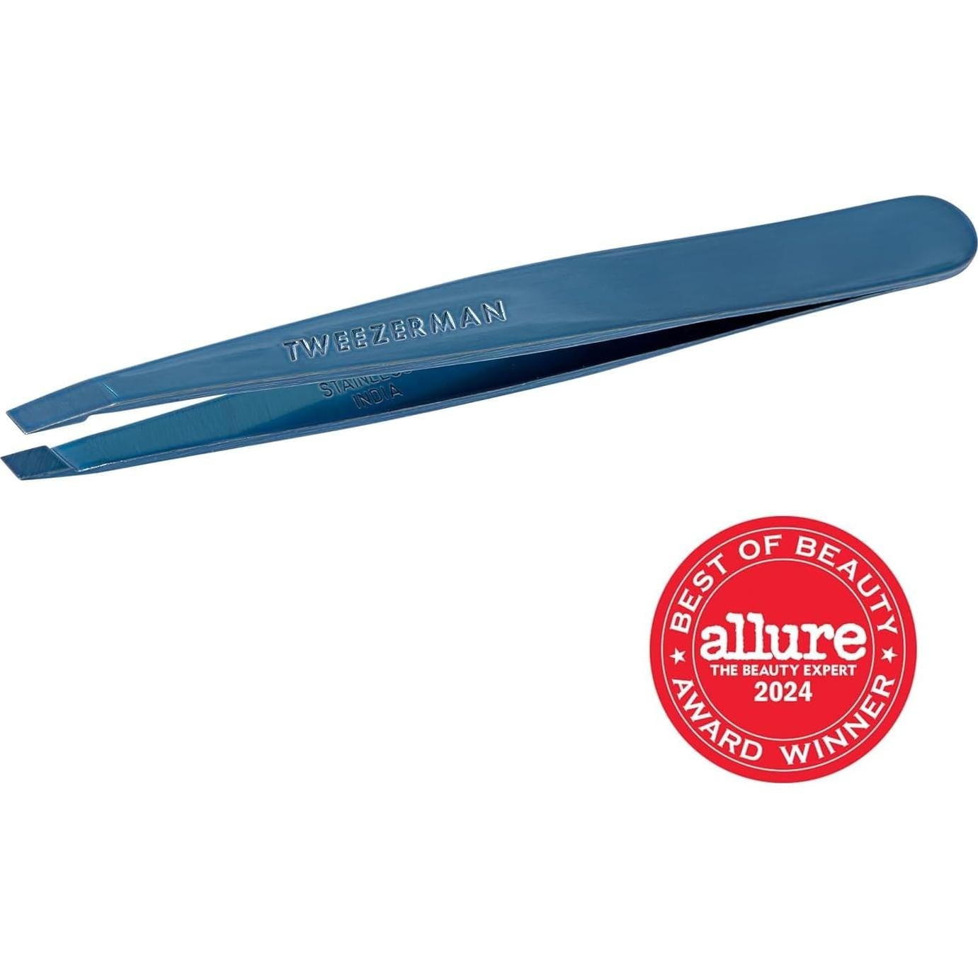 Pinzas de Punta Inclinada Tweezerman Azul Profesional 1 Cuenta