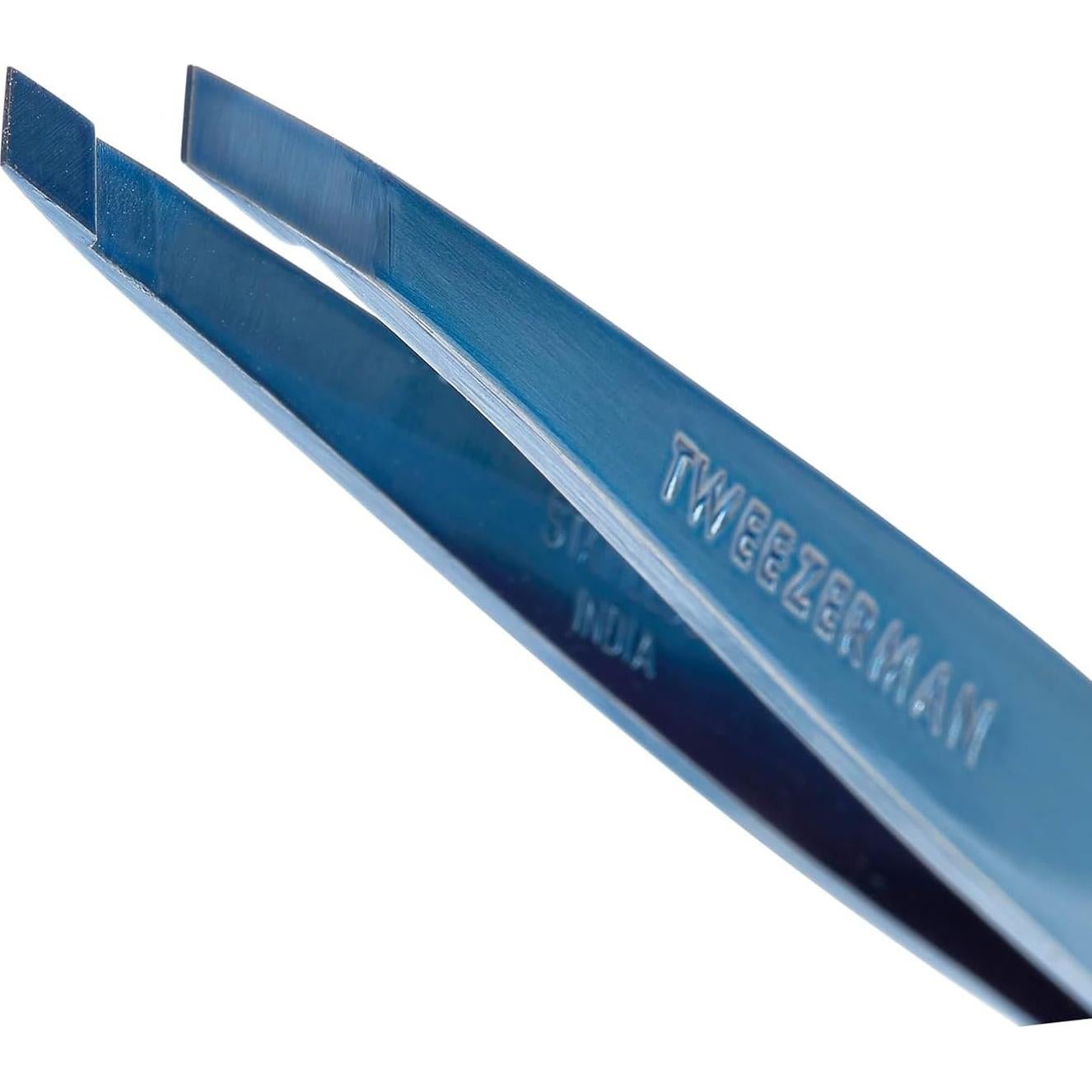Pinzas de Punta Inclinada Tweezerman Azul Profesional 1 Cuenta