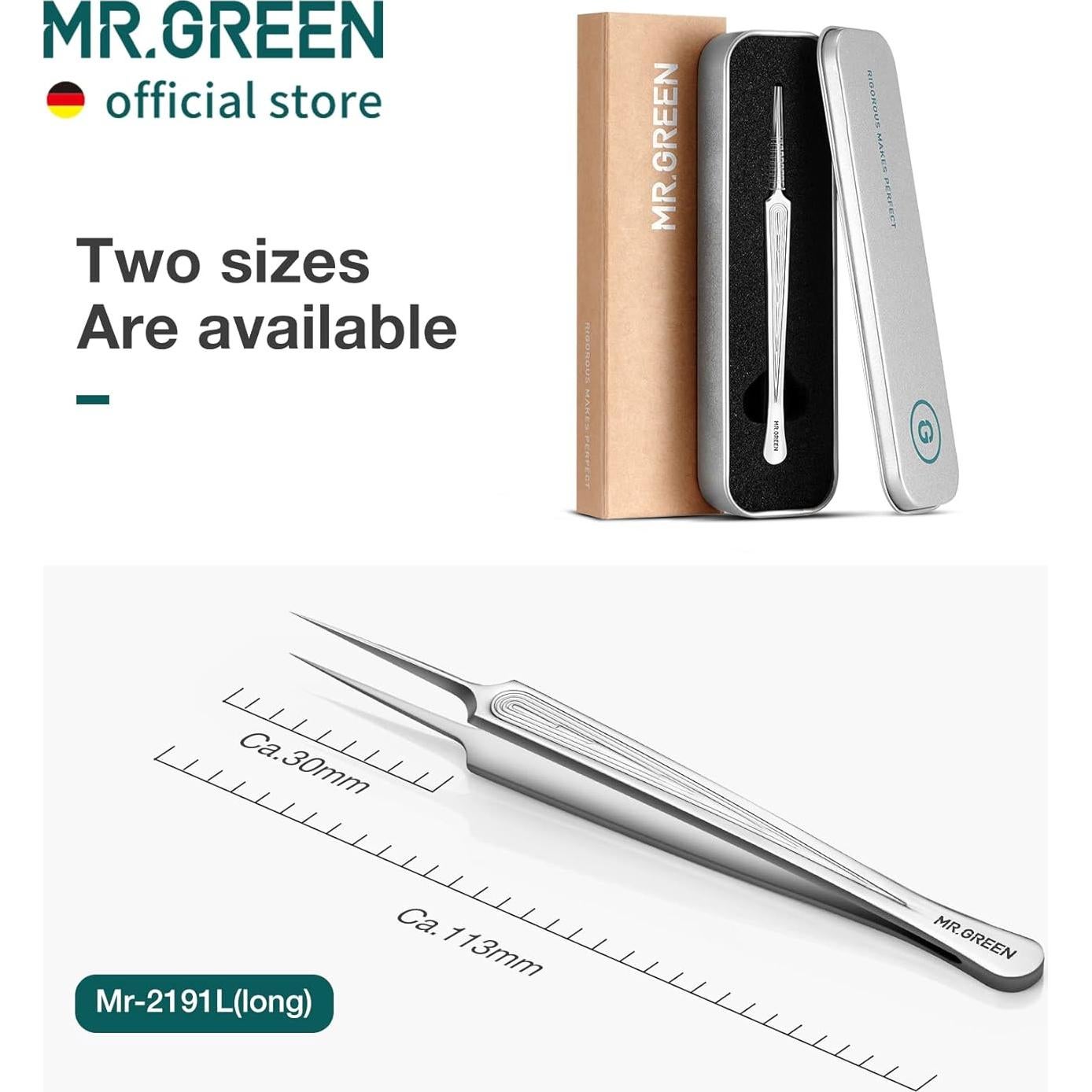 Pinzas de Pelo Encarnado MR.GREEN Punta de Aguja Ergonómicas