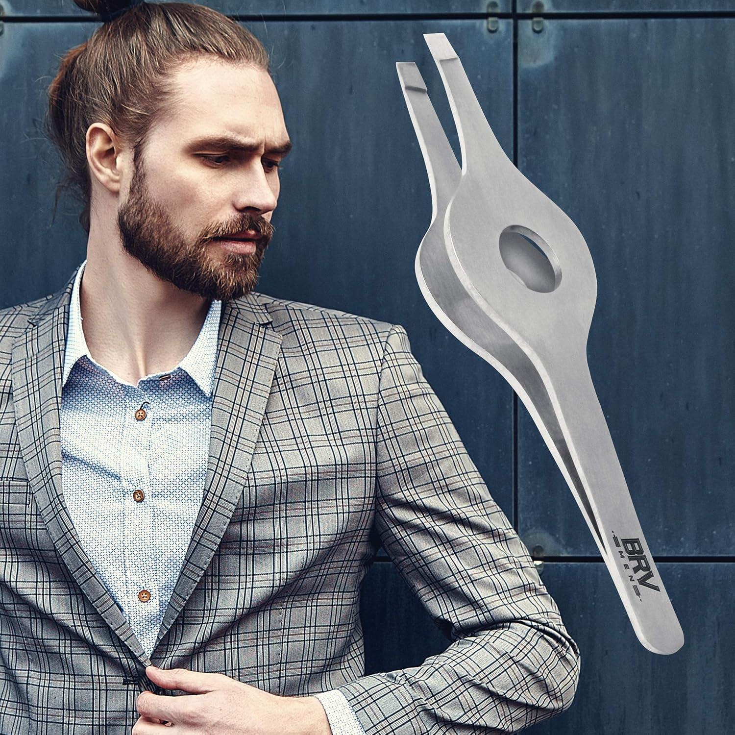 Pinzas de Punta Inclinada BRV MEN - Acero Inoxidable Profesional