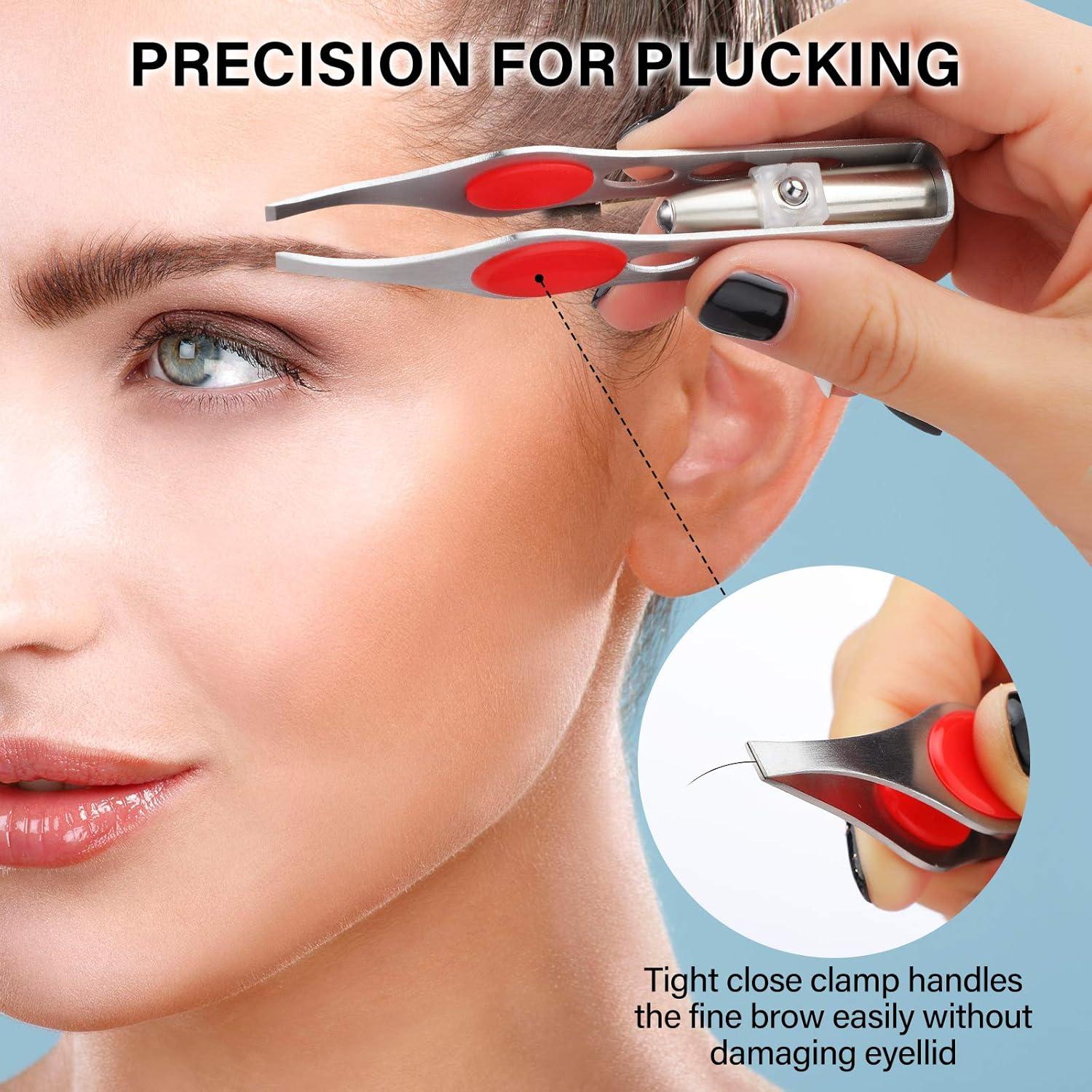 Pinzas de Acero Inoxidable Tatuo con LED - 6 Piezas