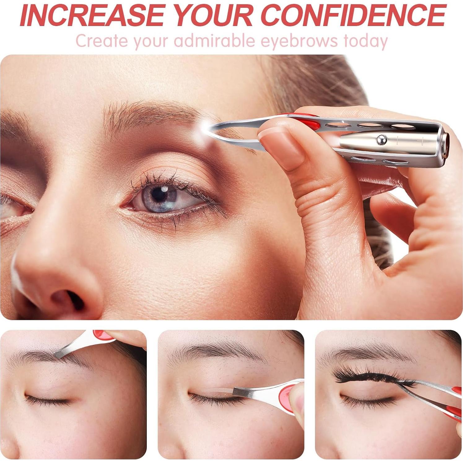 Pinzas de Acero Inoxidable Tatuo con LED - 6 Piezas