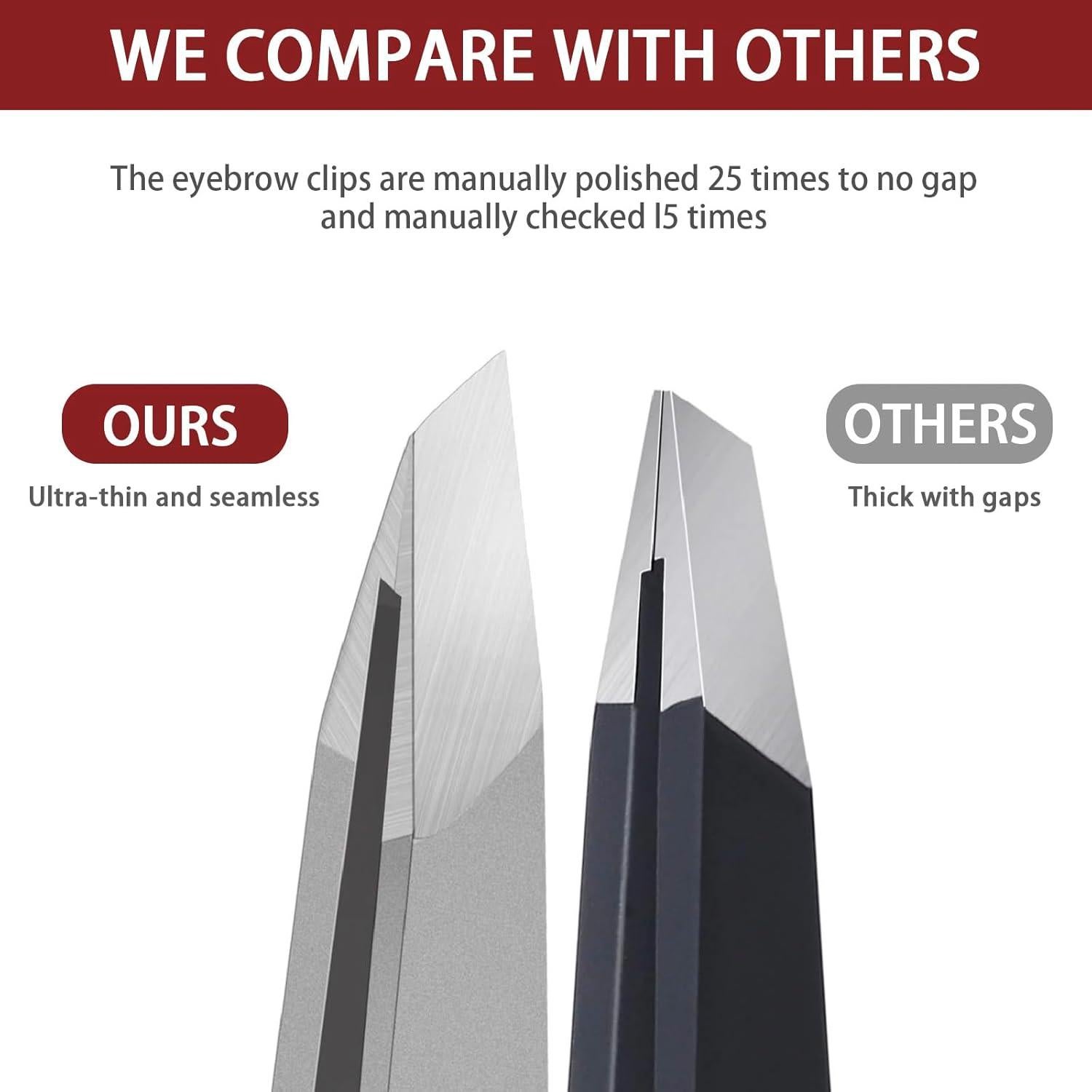 Pinzas de cejas NILIYA de acero inoxidable con estuche