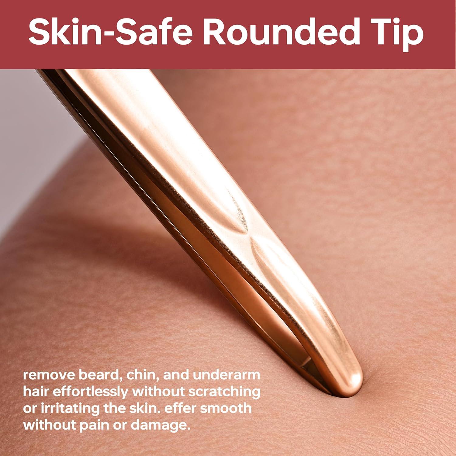 Pinzas para Barba NILIYA Oro Champán Punta Redonda Acero Inoxidable