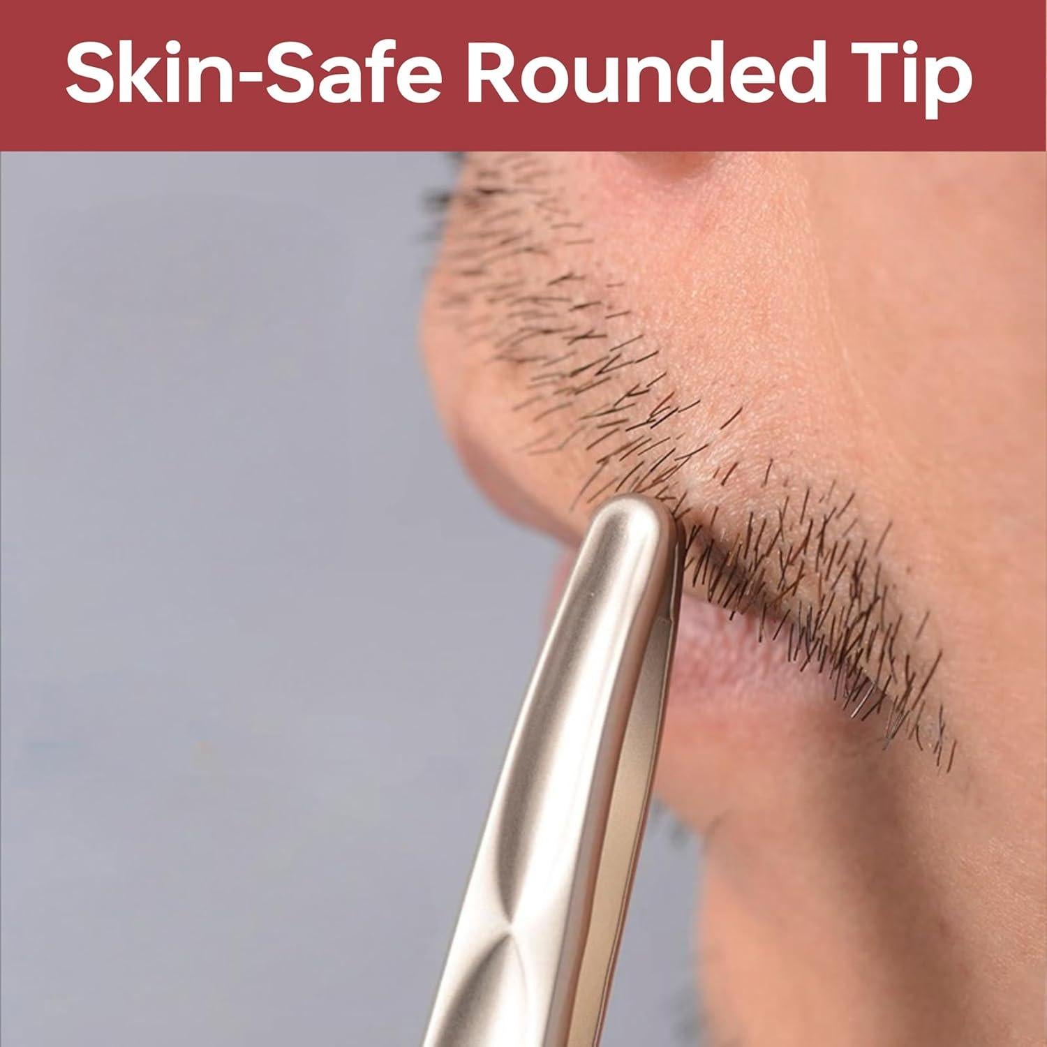 Pinzas para Barba NILIYA Oro Champán Punta Redonda Acero Inoxidable