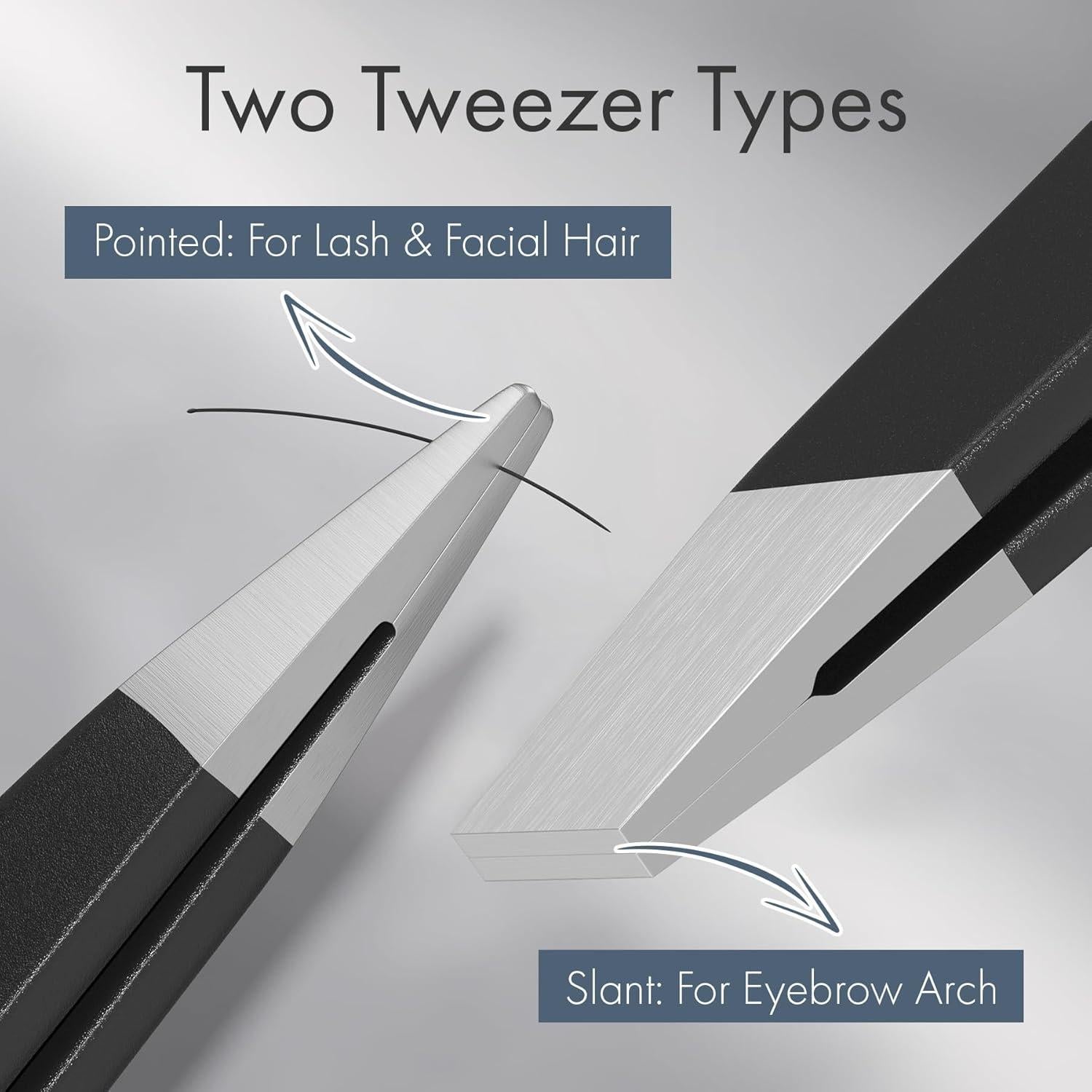 Juego de Pinzas de Precisión 2 Piezas Acero Inoxidable Negro