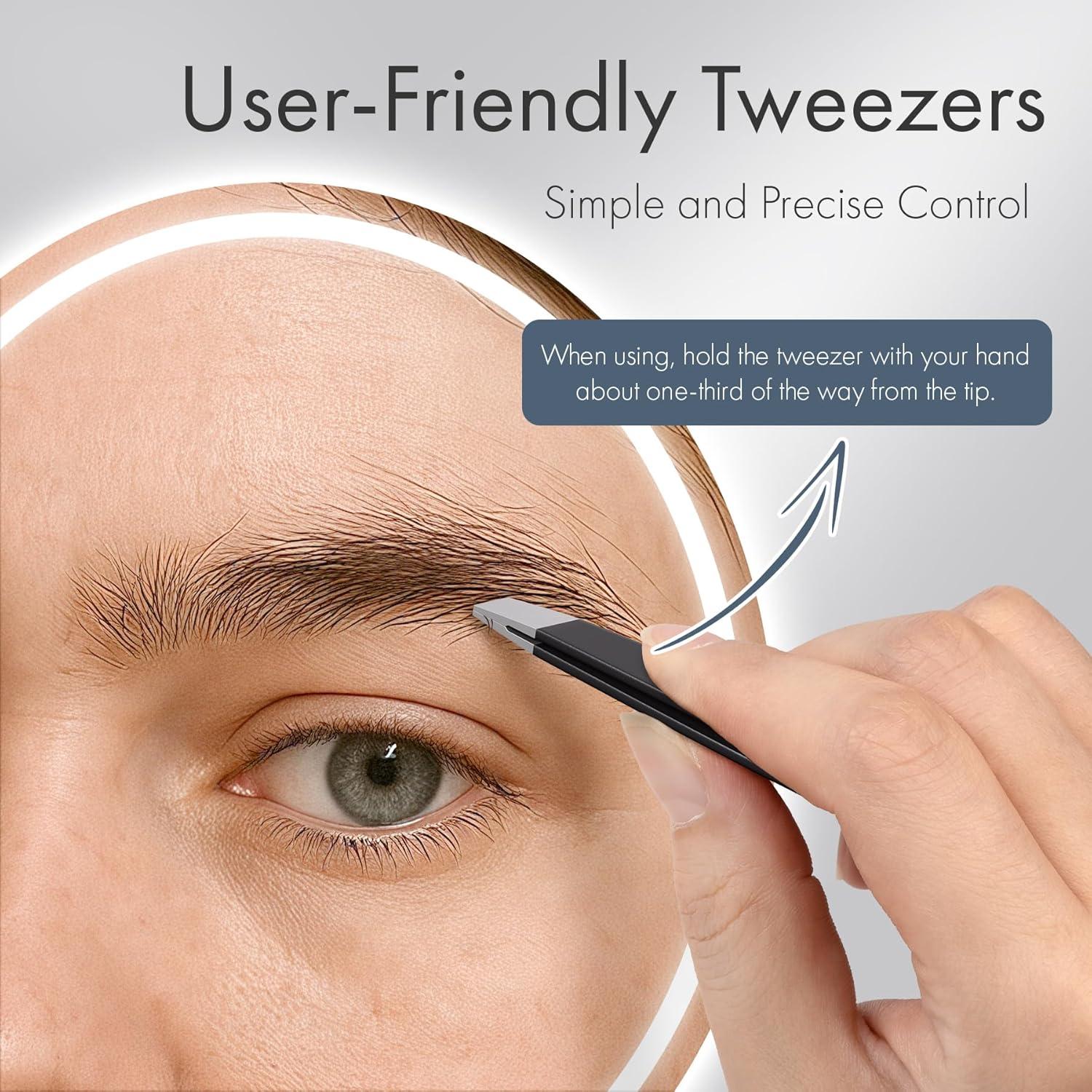 Juego de Pinzas de Precisión 2 Piezas Acero Inoxidable Negro