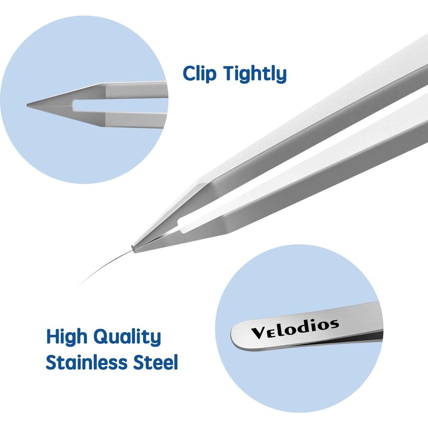 Pinzas Puntiagudas Velodios de Acero Inoxidable para Cejas