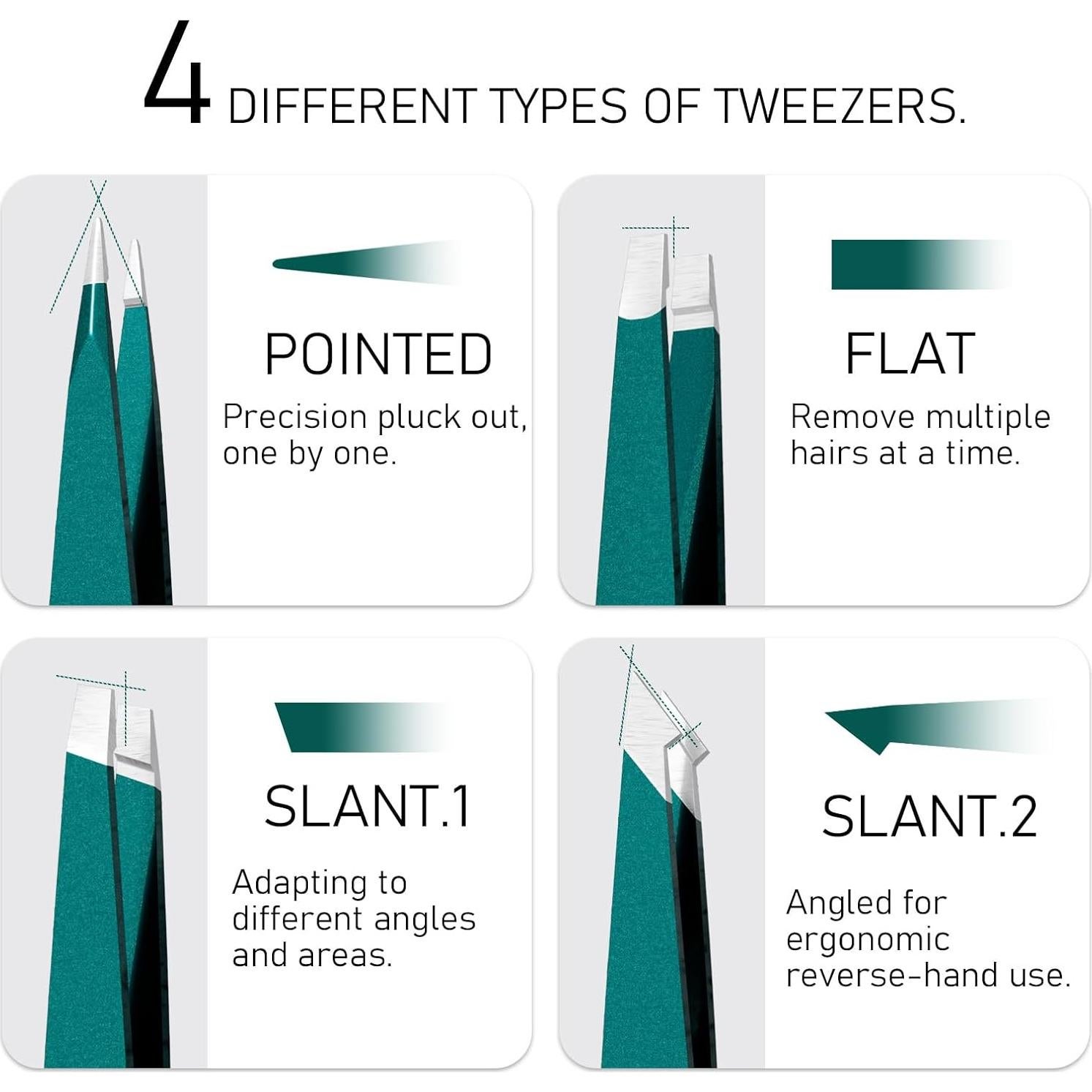 Set de Pinzas de Precisión Takesy con Estuche de Espejo Verde