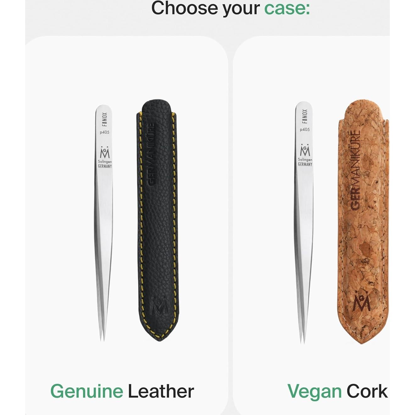 Pinzas Puntiagudas GERMANIKURE en Estuche de Cuero - 9g