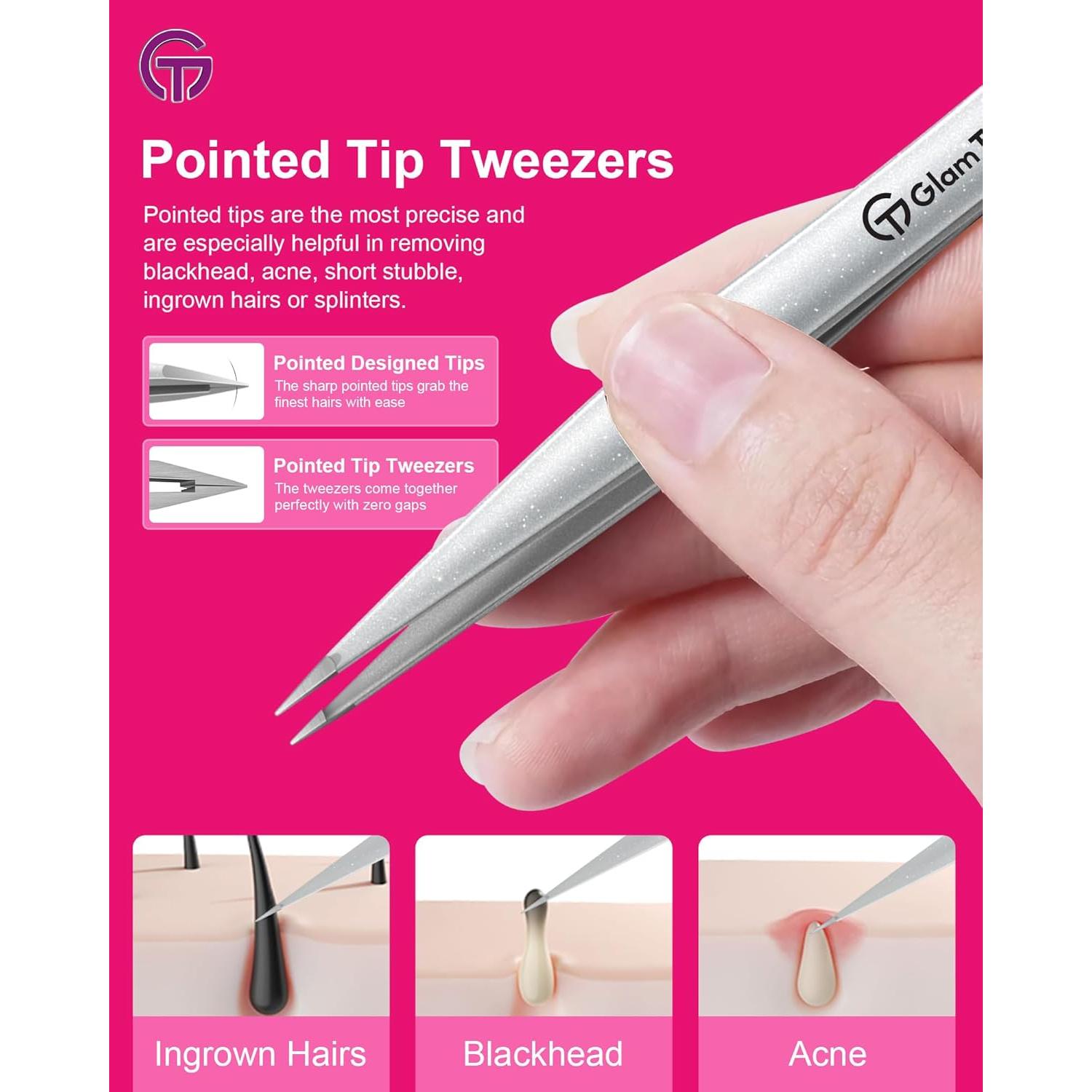 Juego de Pinzas de Precisión GlamTweeler Plata Brillante