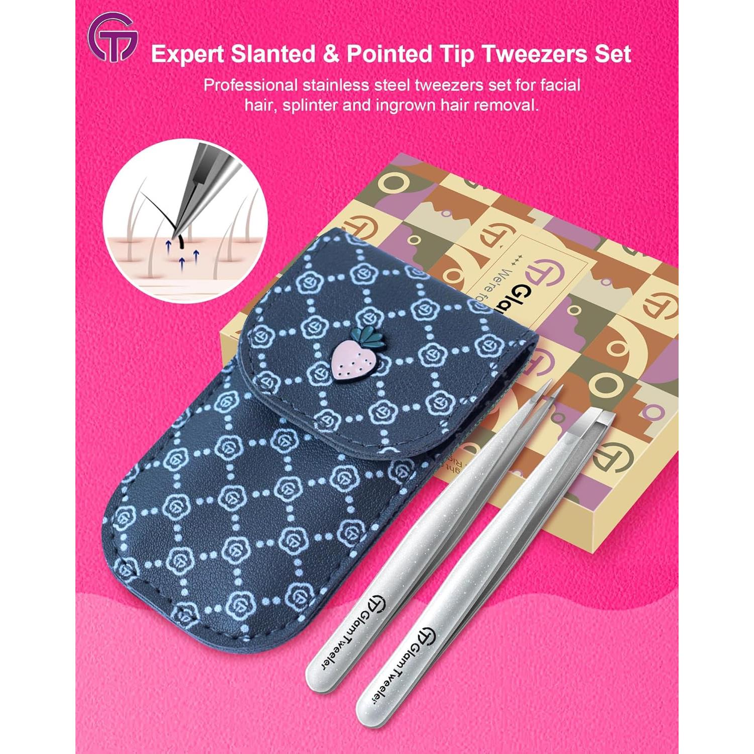 Juego de Pinzas de Precisión GlamTweeler Plata Brillante