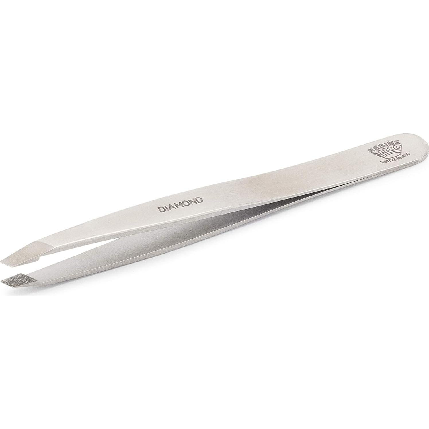 Professional Tweezers Diamond Slant Tip - Diamond Tip Tweezers for Men & Women - High Precision Design for Face, Eyebrow, Hair & Grooming - Stainless Steel Handmade Beauty Tool