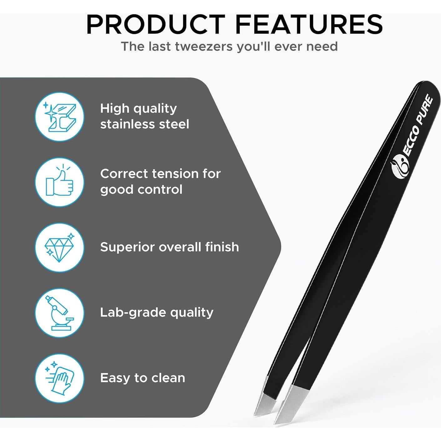 Precision Slant Tip Tweezers – Stainless Steel Forceps for Lab, Crafts, and Fine Handling