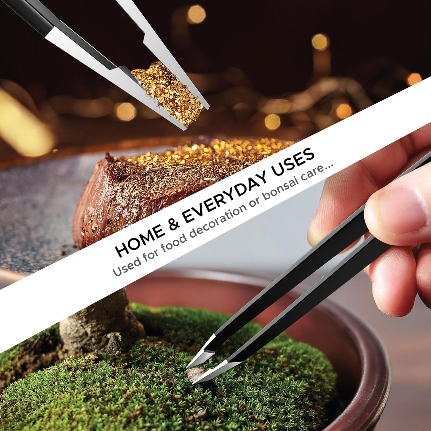 Precision Slant Tip Tweezers – Stainless Steel Forceps for Lab, Crafts, and Fine Handling