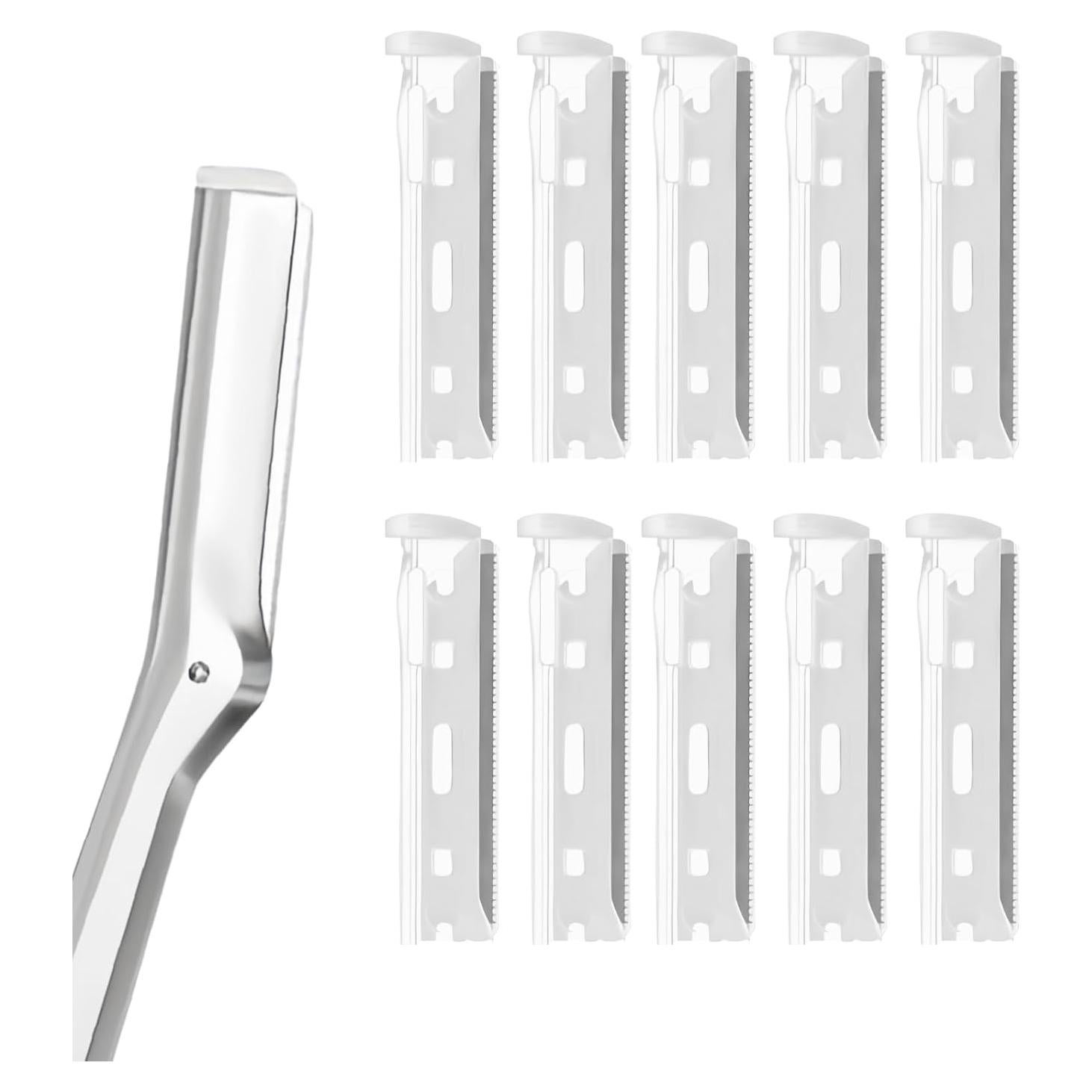 10 Cuchillas de Repuesto Tweezerman para Afeitadora Facial de Acero Inoxidable