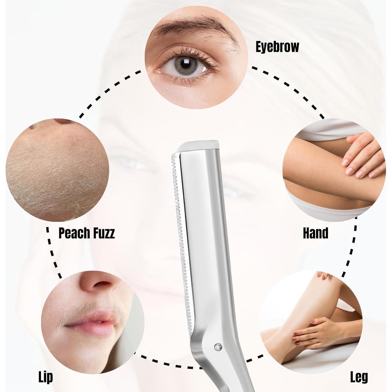 10 Cuchillas de Repuesto Tweezerman para Afeitadora Facial de Acero Inoxidable