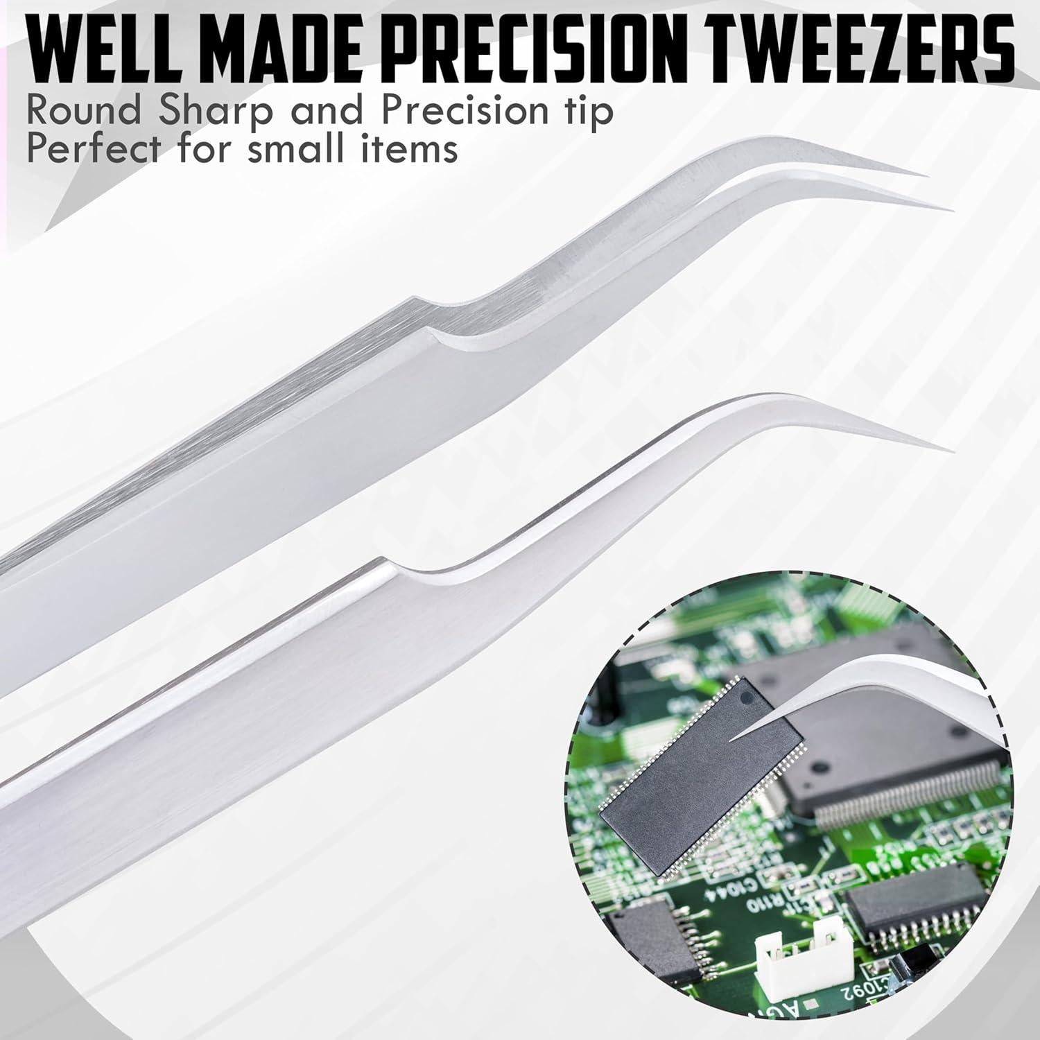 Pinzas de Precisión HADIZ de Acero Inoxidable Curvadas - 2 Pcs