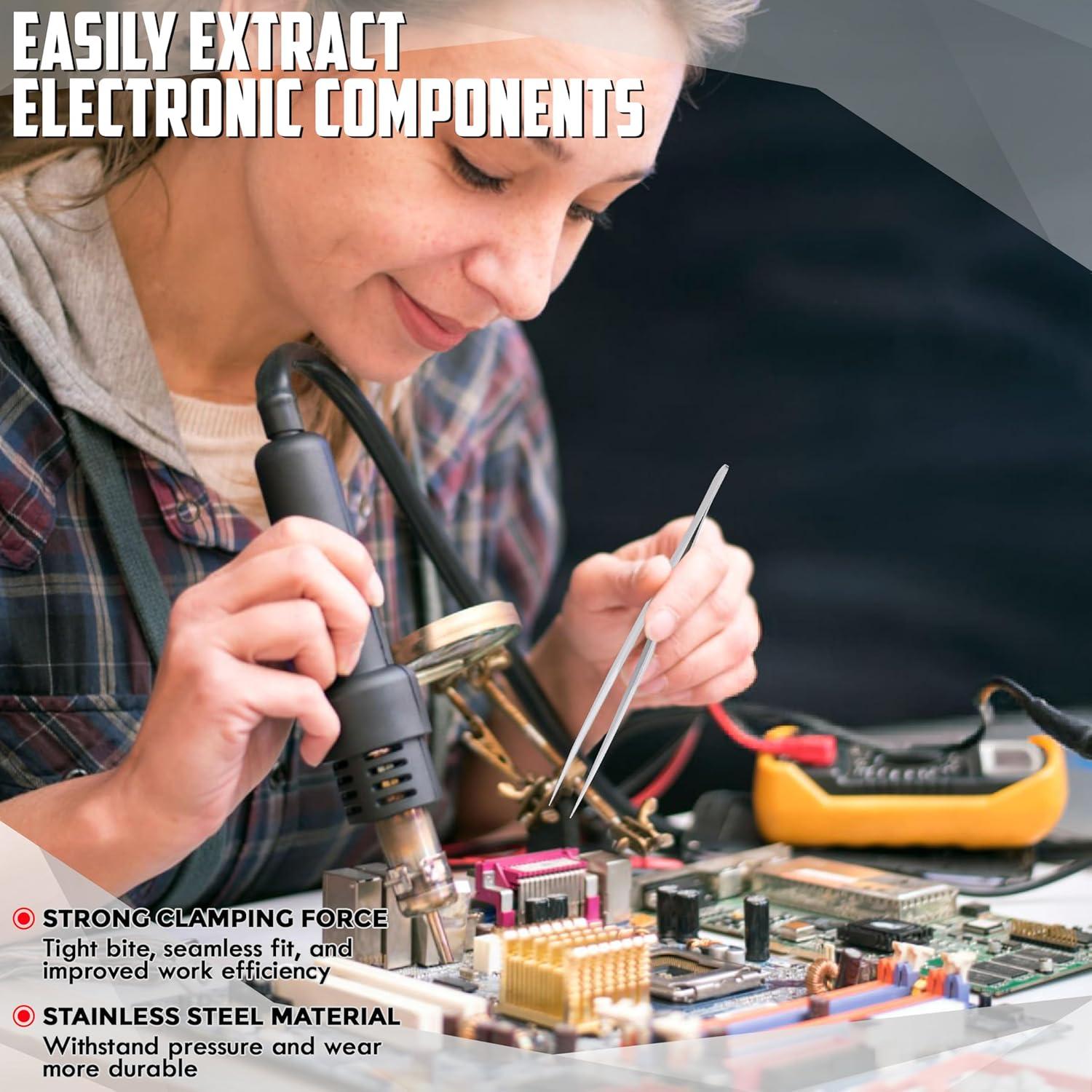 Pinzas de Precisión HADIZ de Acero Inoxidable Curvadas - 2 Pcs