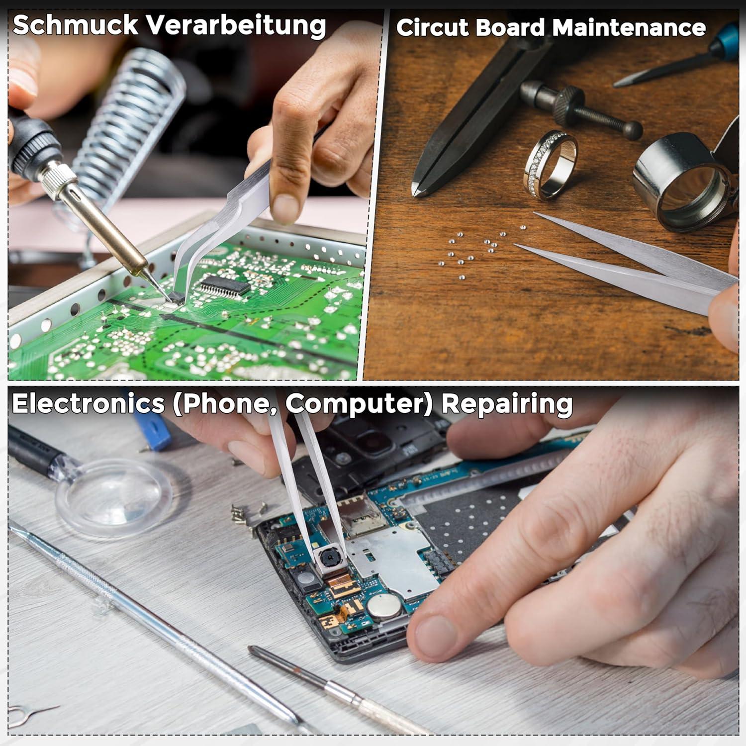 Pinzas de Precisión HADIZ de Acero Inoxidable Curvadas - 2 Pcs