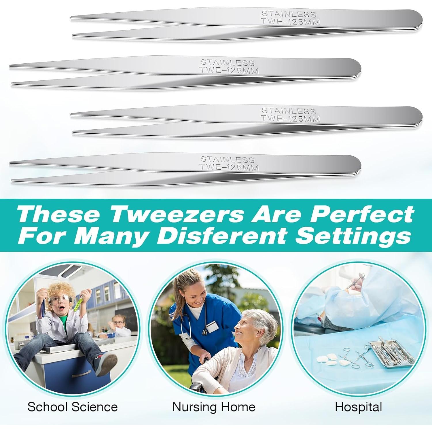 Pinzas de Acero Inoxidable WILLBOND - 10 Pcs 125 mm