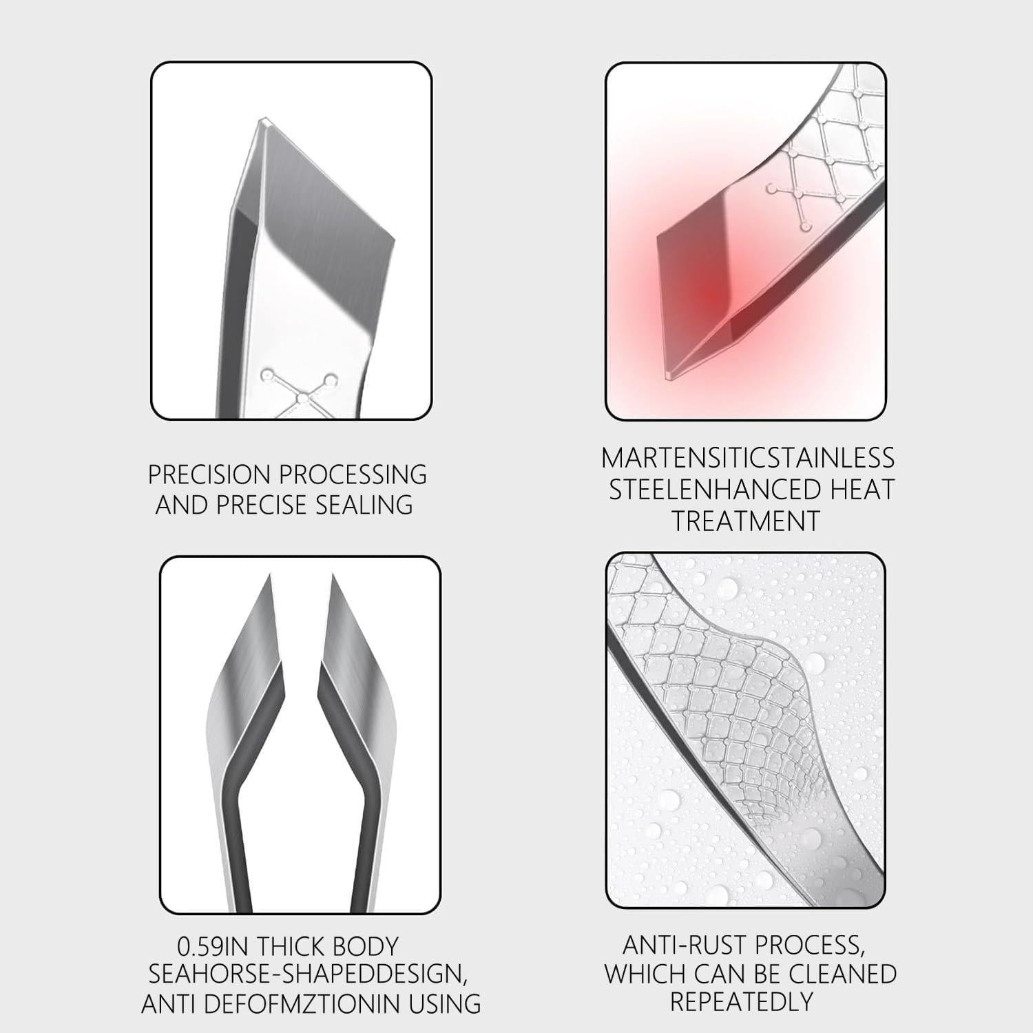 Pinzas de Precisión Batidora para Vello Facial - Acero Inoxidable