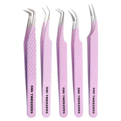 Pinzas de Punta de Fibra GMI TWEEZERS para Pestañas Rosa