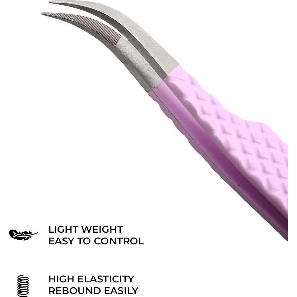 Pinzas de Punta de Fibra GMI TWEEZERS para Pestañas Rosa