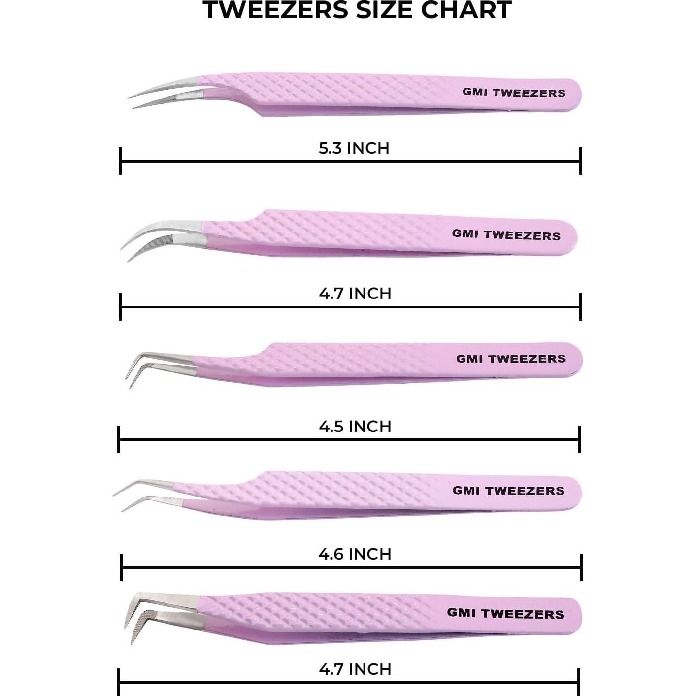 Pinzas de Punta de Fibra GMI TWEEZERS para Pestañas Rosa