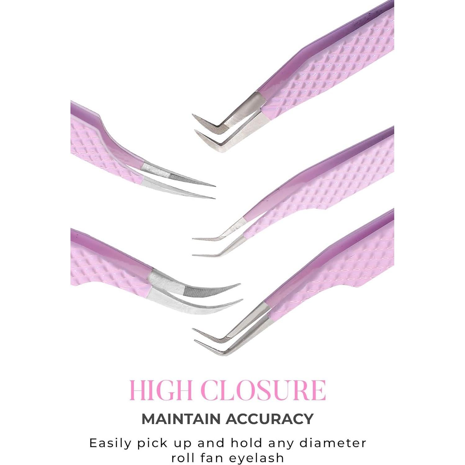 Pinzas de Punta de Fibra GMI TWEEZERS para Pestañas Rosa