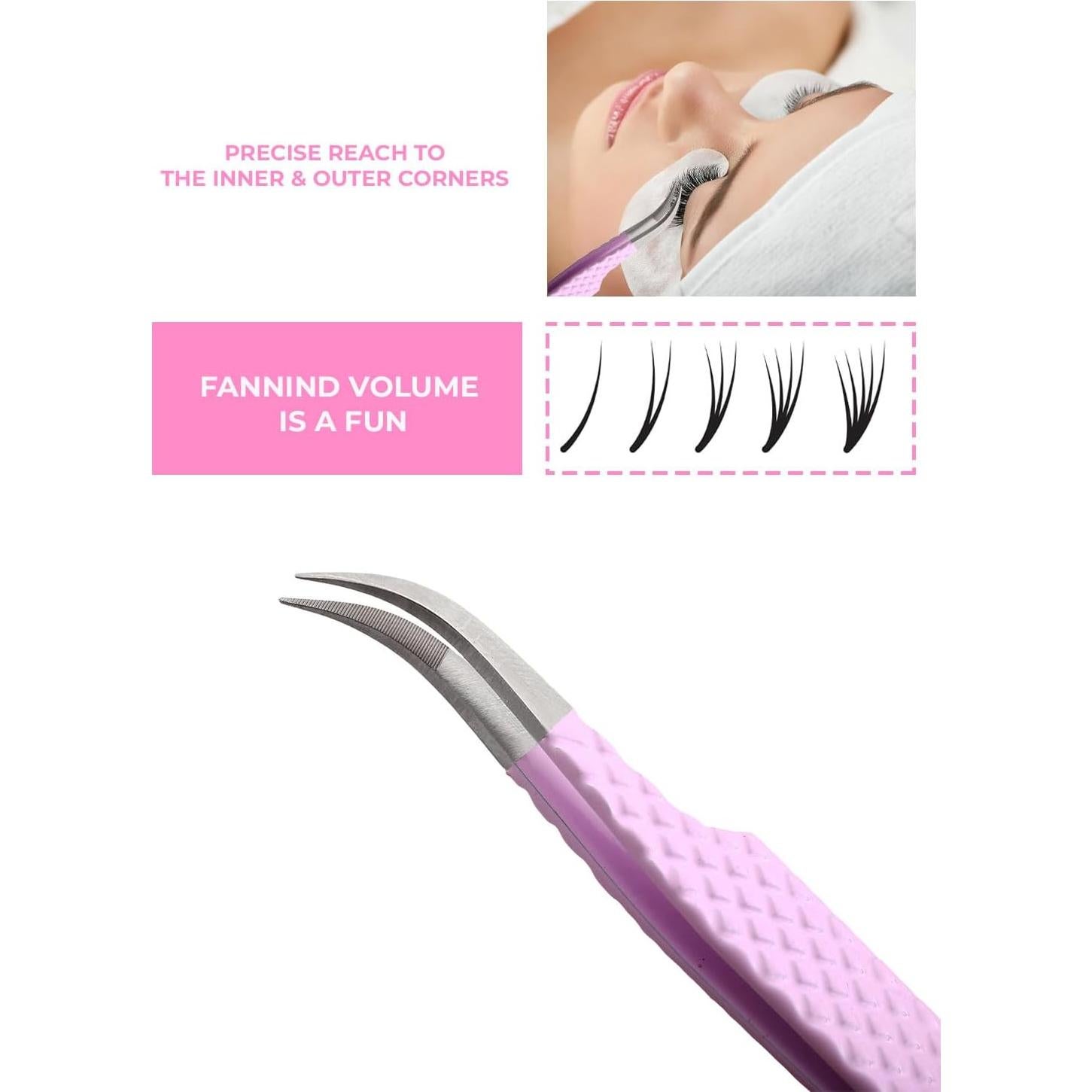 Pinzas de Punta de Fibra GMI TWEEZERS para Pestañas Rosa