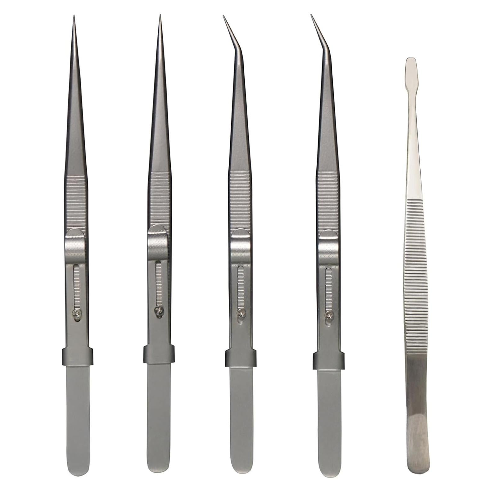 Juego de 5 Pinzas de Precisión Grteark - Acero Inoxidable