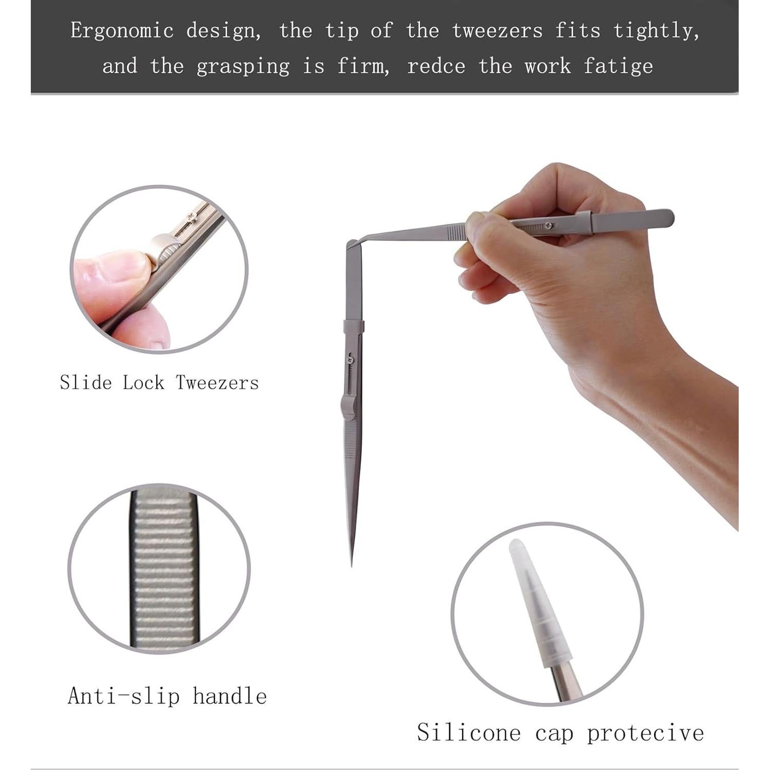 Juego de 5 Pinzas de Precisión Grteark - Acero Inoxidable