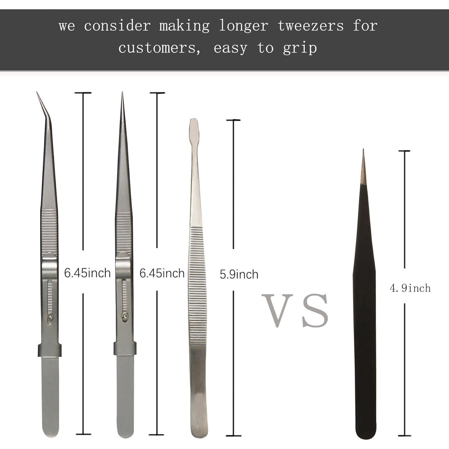 Juego de 5 Pinzas de Precisión Grteark - Acero Inoxidable