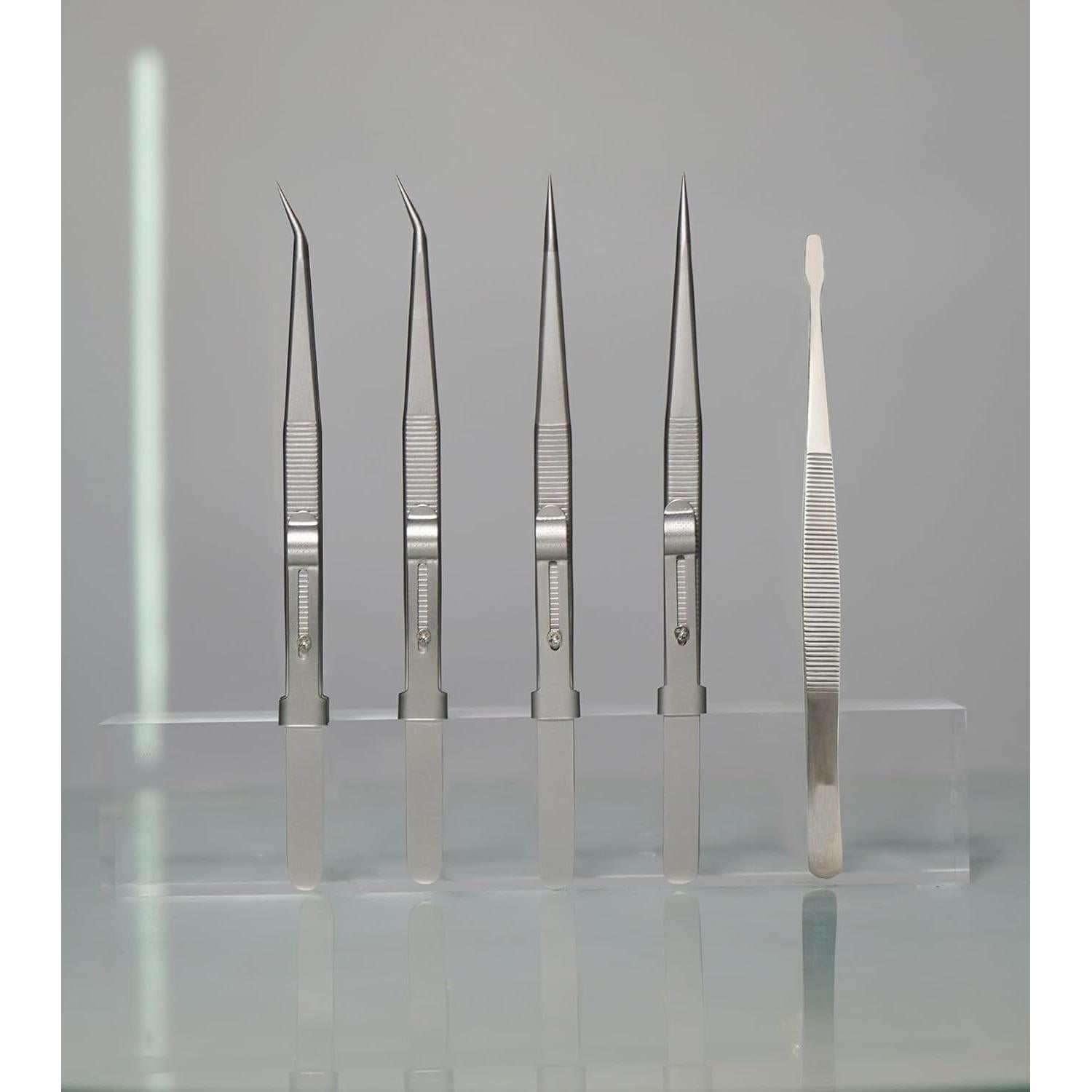 Juego de 5 Pinzas de Precisión Grteark - Acero Inoxidable