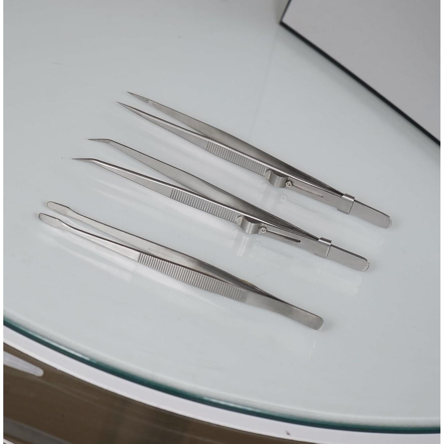 Juego de 5 Pinzas de Precisión Grteark - Acero Inoxidable