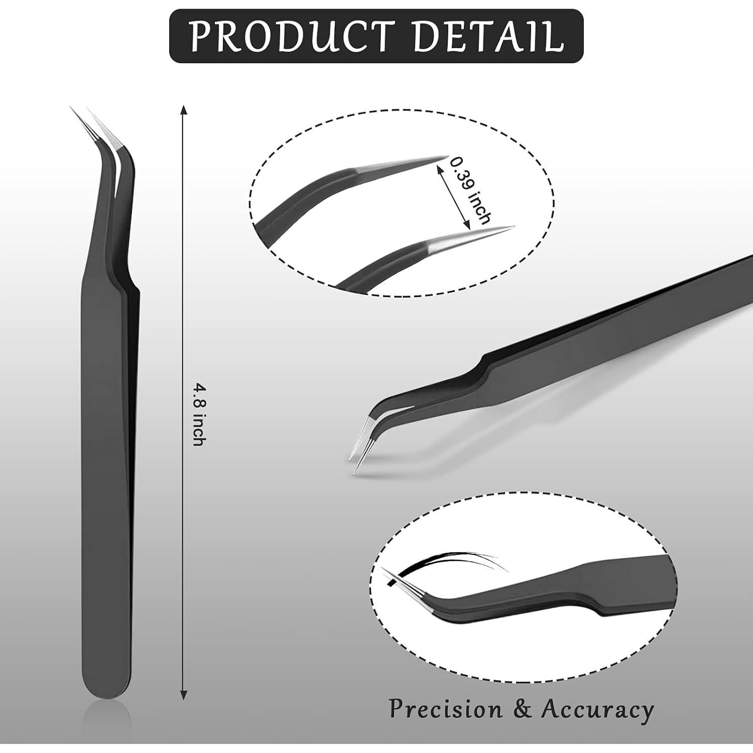 Pinzas de Punta Curvada Honoson 9 Piezas Acero Inoxidable