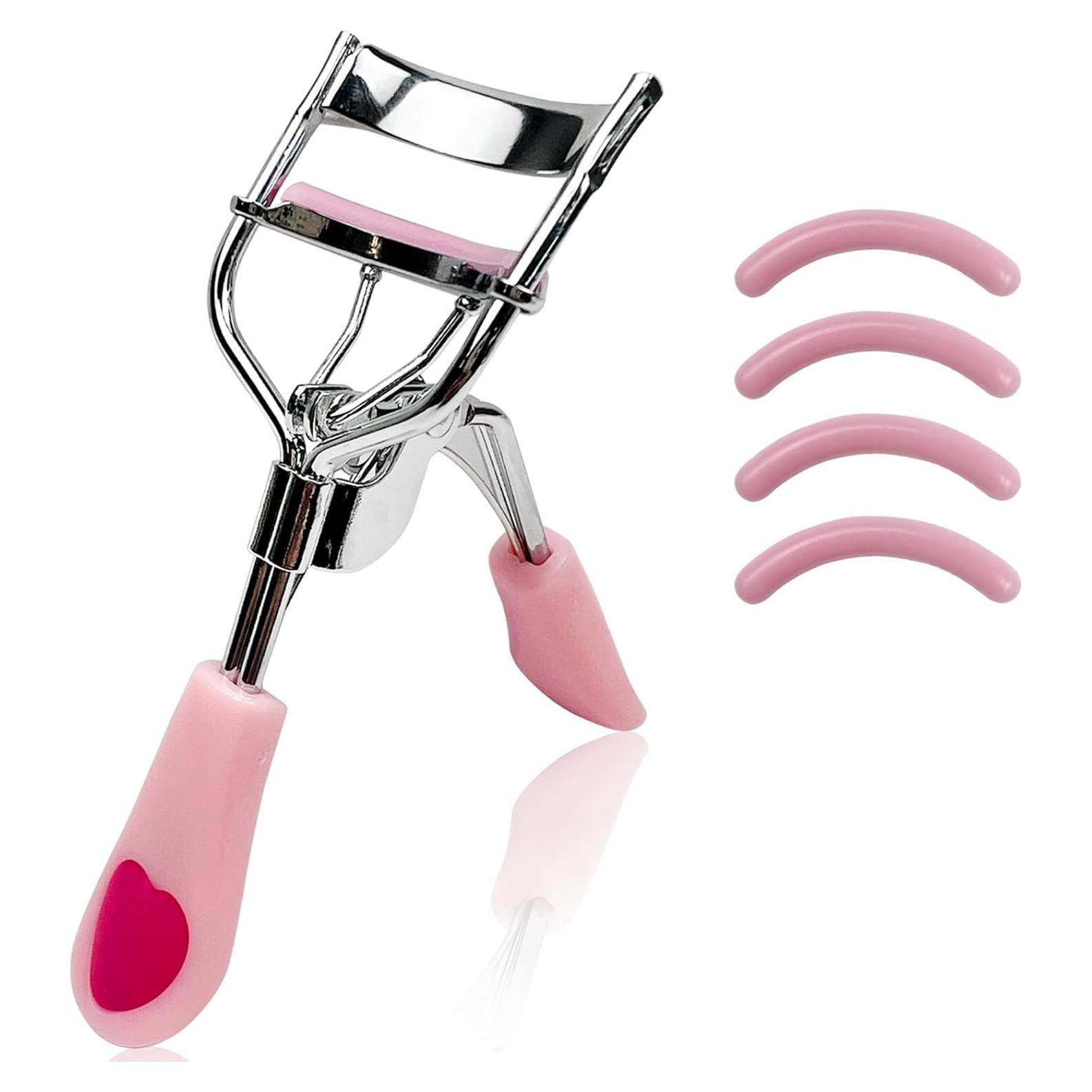 Rizador de Pestañas Zoolinn Acero Inoxidable Rosa con 4 Almohadillas