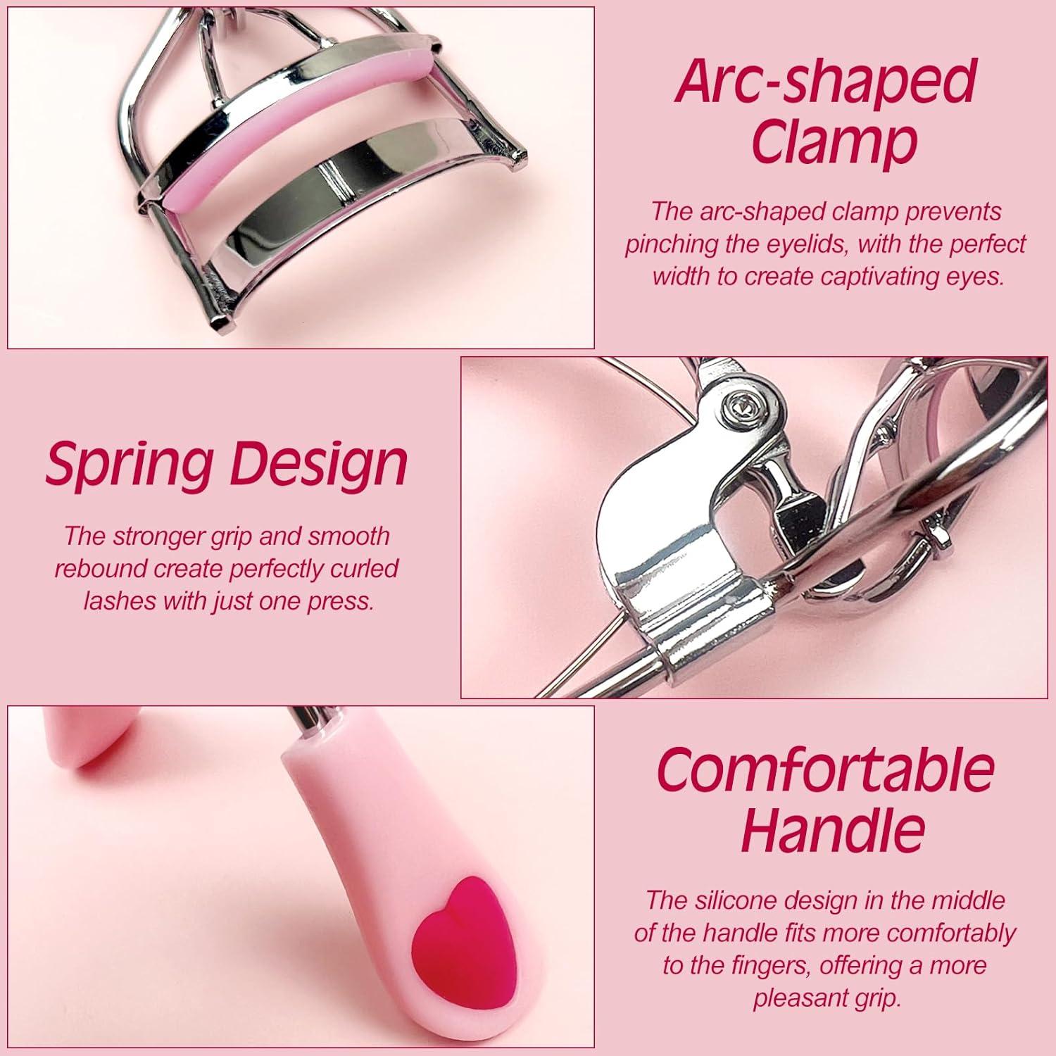 Rizador de Pestañas Zoolinn Acero Inoxidable Rosa con 4 Almohadillas