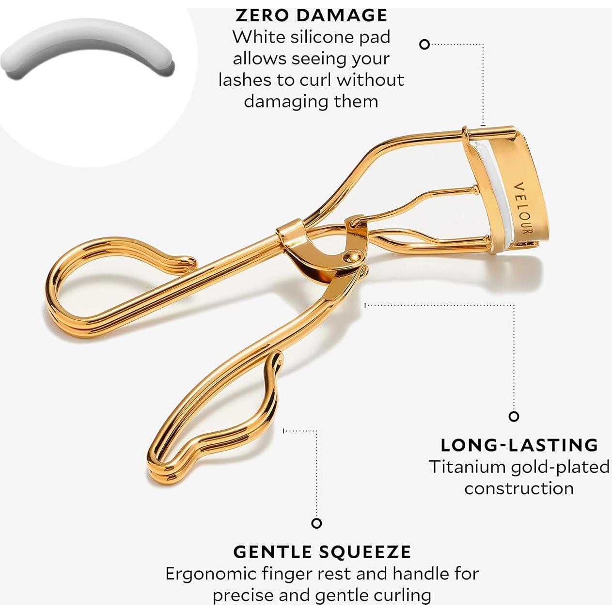 Rizador de Pestañas Velour Lashes Too Extra - Dorado