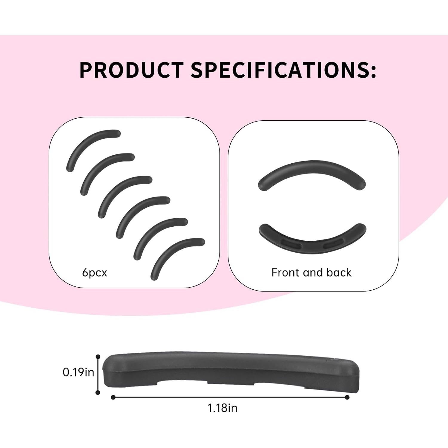 Recargas de Rizador de Pestañas UXIETIN 6PCS Silicona Negra