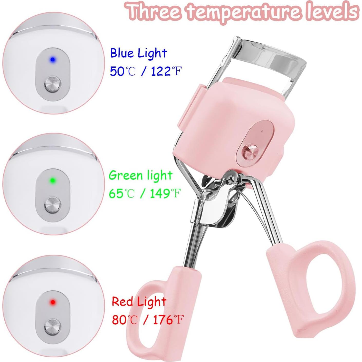 Rizador de Pestañas Eléctrico YOBEYI Rosa, Calentado, 3 Temperaturas