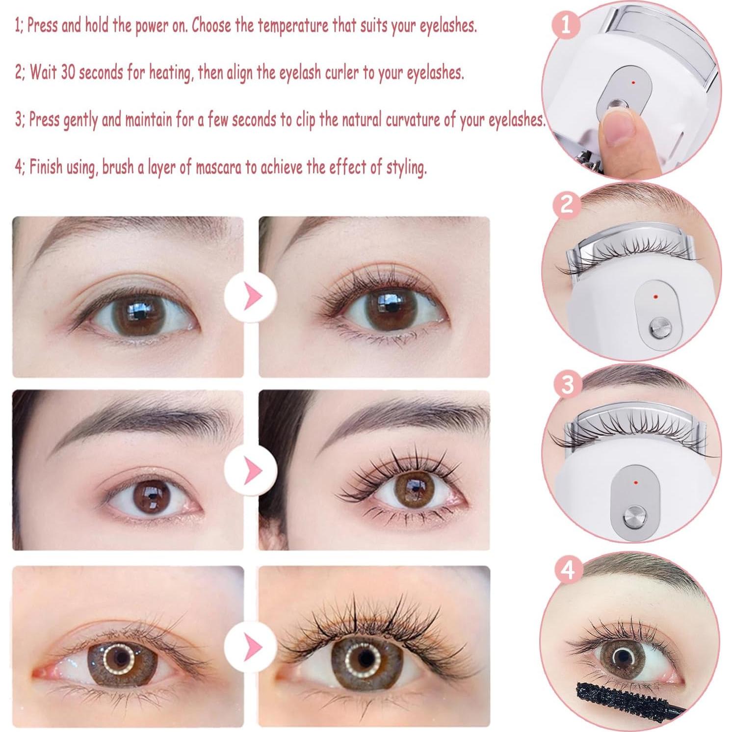 Rizador de Pestañas Eléctrico YOBEYI Rosa, Calentado, 3 Temperaturas