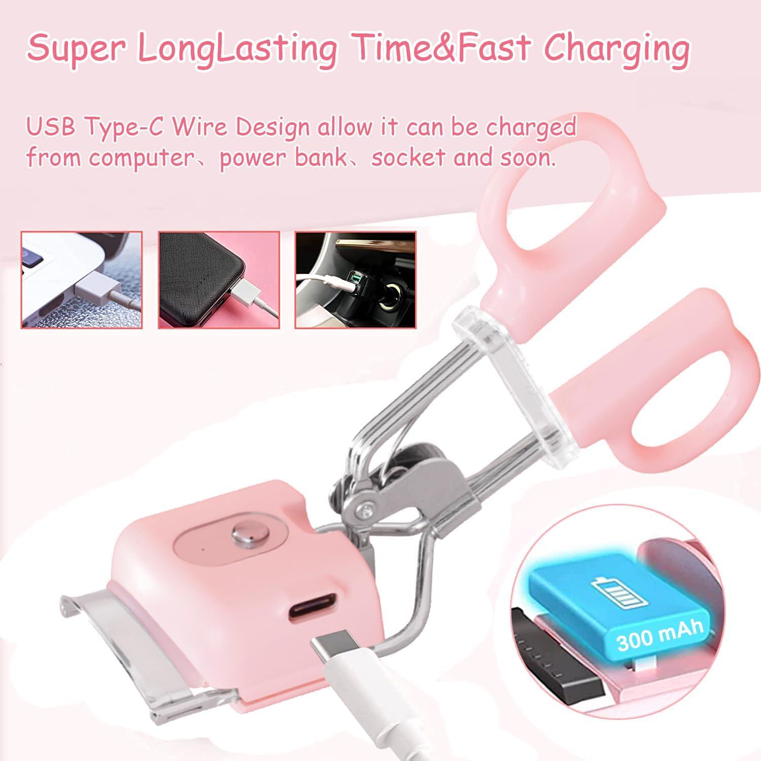 Rizador de Pestañas Eléctrico YOBEYI Rosa, Calentado, 3 Temperaturas