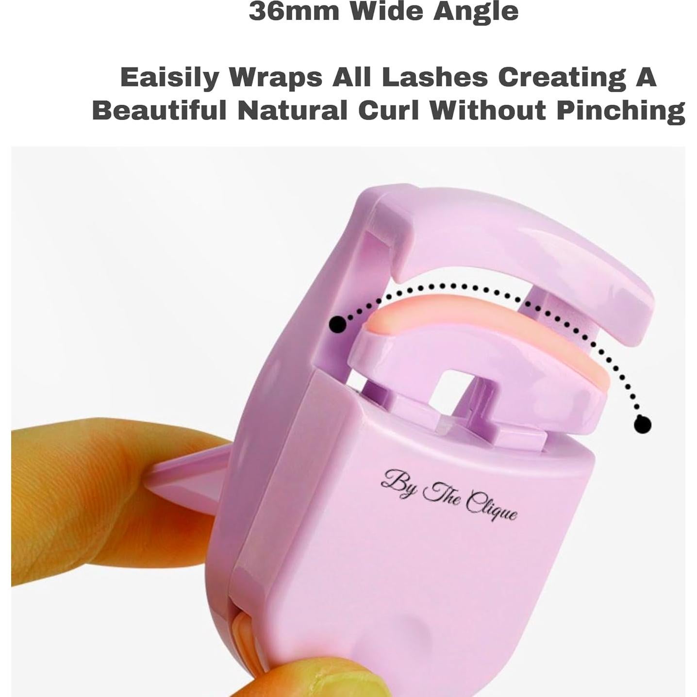 Rizador de Pestañas Mini Portátil The Clique Rosa 36mm